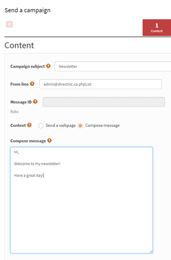 Creating your Newsletter campaign - phpList