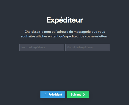 Extension Newsletter - Impression écran - Configuration - Épéditeur