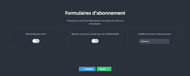 Extension Newsletter - Impression écran - Configuration - Information obligatoire