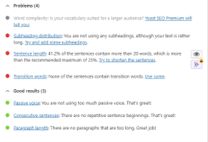 L'onglet visibilité de Yoast SEO
