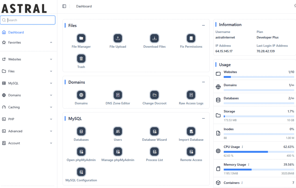 OpenPanel - Panneau de contrôle d'utilisateur